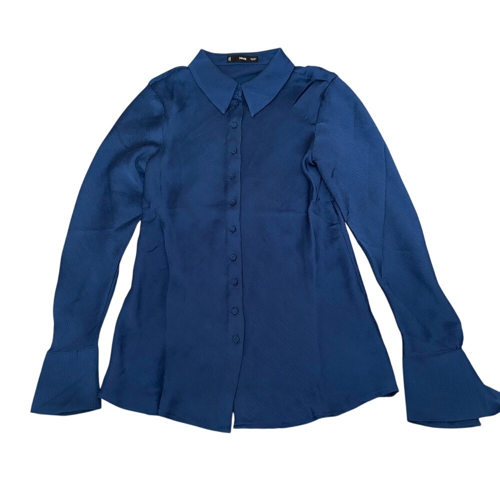 Mango Textured Blue‎ Blouse with Fun sleeve size s